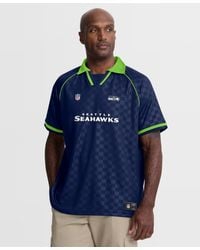Fanatics - College Navy/neon Green Seattle Seahawks Homerun Raglan V-neck Polo Shirt - Lyst