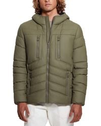 Guess - Quilted Faux Leather Hooded Jacket - Lyst