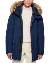 hugo boss fur hood coat