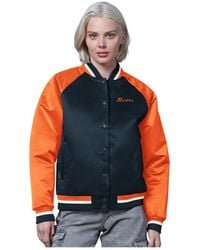 Starter - Navy/orange Chicago Bears Satin Full-snap Vintage Varsity Jacket - Lyst