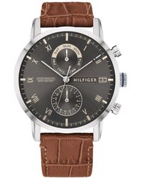 tommy hilfiger decker leather watch 48m