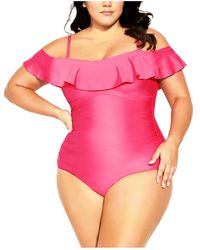 City Chic - Plus Size Ingrid Ruffle 1 Piece Swimsuit - Lyst