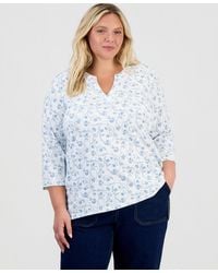 Style & Co. - Plus Size Vine Floral Split-neck 3/4-sleeve Tunic - Lyst