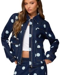 Edikted - Leyah Polka Dot Oversized Denim Jacket - Lyst
