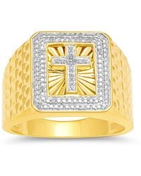 Macy's - Diamond Cross Ring (1/10 Ct. T.w. - Lyst