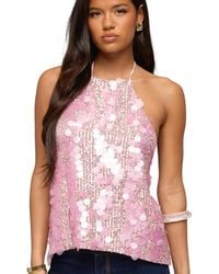 Edikted - Ellorie Backless Sequin Halter Top - Lyst