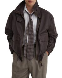 Reiss - Trinity Leather Oversized Funnel-neck Jacket - Lyst