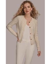 Donna Karan - Metallic Cardigan Sweater - Lyst