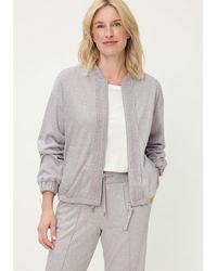 Olsen - Collarless Zip Front Jersey Jacket - Lyst