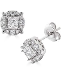 Macy's - Diamond Princess Cut Quad Center Stud Earrings (1/2 Ct. T.w. - Lyst