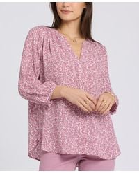 NYDJ - Pintuck Split Neck Top - Lyst