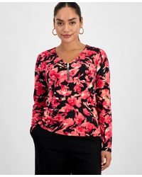 INC International Concepts - Petite Printed Zip-front Top - Lyst