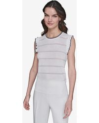 Karl Lagerfeld - Pointelle Knit Sleeveless Top - Lyst