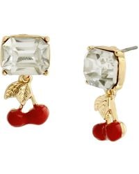 Steve Madden - Faux Stone Cherry Charm Drop Earrings - Lyst