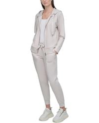 DKNY - Two-tone Zip-front Long-sleeve Hoodie - Lyst