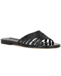 Nine West - Lacee Slip-on Strappy Embellished Flat Sandals - Lyst