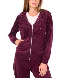 Vince Camuto - Velour Sequin Zip-front Hoodie Jacket - Lyst