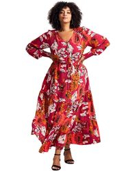 Avenue - Plus Size Second Nature Blouson Sleeve Maxi Dress - Lyst