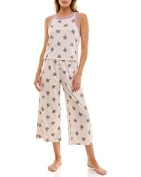 Roudelain - 2-piece Contrast Binding Sleeveless T-shirt And Pajama Set - Lyst