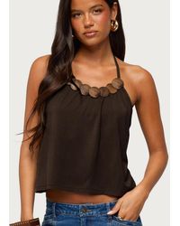 Edikted - Gale Halter Crop Wood Disc Top - Lyst