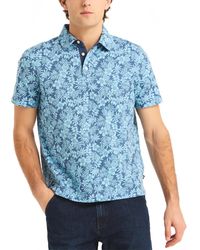 Nautica - Floral Print Pique Short Sleeve Polo Shirt - Lyst