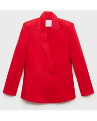 Mango - Double-breasted Linen Suit Jacket - Lyst