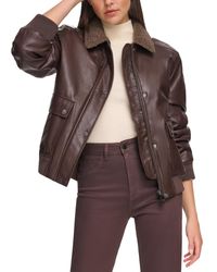 Calvin Klein - Faux-fur-collar Faux-leather Bomber Coat - Lyst