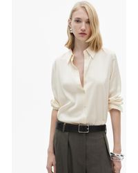 Mango - Satin Finish Flowy Shirt - Lyst