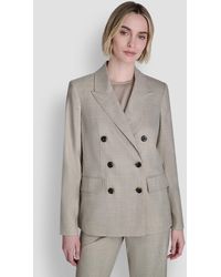DKNY - Windowpane Double-breasted Notch Collar Jacket - Lyst