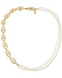 Ettika - 18k Gold Plated Link Chain And Cultured Freshwater Pearl Beaded Necklace - Lyst