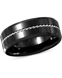 Macy's - Black Ceramic & Sterling Silver Twist Rope Band - Lyst