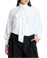 Eloquii - Plus Size Dramatic Neck-tie Blouse - Lyst