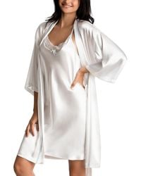 Linea Donatella - 'mrs' Satin Wrap Bridal Robe - Lyst