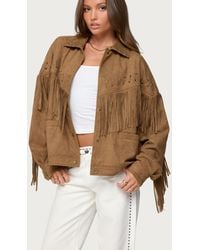 Edikted - Evonka Fringe Faux Suede Jacket - Lyst