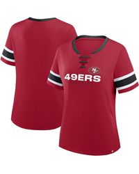 Fanatics - San Francisco 49ers Plus Size Red Zone Athena Lace-up V-notch Neck T-shirt - Lyst