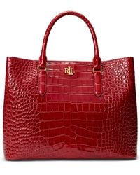 Ralph Lauren - Marcy Large Embossed Leather Satchel Bag - Lyst