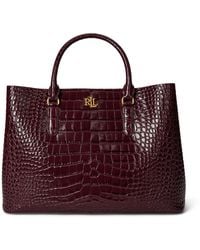 Ralph Lauren - Embossed Leather Satchel Bag - Lyst