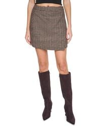 DKNY - Plaid High Waist Wrap Mini Skirt - Lyst