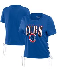 WEAR by Erin Andrews - Chicago Cubs Side Lace-up Cropped T-shirt - Lyst