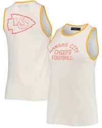 Junk Food - White And Gold Kansas City Chiefs Throwback Pop Binding Scoop Neck Tank Top - Lyst