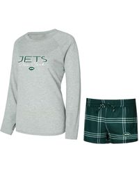 Concepts Sport - 2-piece Green/gray New York Jets Petition Raglan Long Sleeve Top And Shorts Set - Lyst