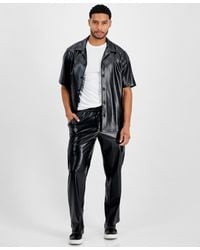 INC International Concepts - Jax Regular-fit Button-down Faux-leather Camp Shirt - Lyst