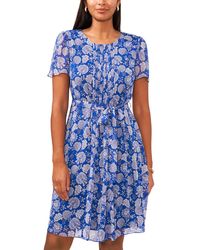 Cece - Short-sleeve Pleated Tie-waist Dress - Lyst