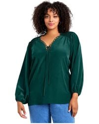 Avenue - Plus Size Scallop Trim Peasant Blouse - Lyst