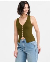 BarIII - Ribbed Button-front Top - Lyst