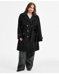 Steve Madden - Plus Size Double-breasted Belted Trench Coat - Lyst