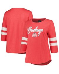 Profile - Heather Ohio State Buckeyes Plus Size Mascot Sign 3/4-sleeve T-shirt - Lyst