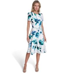 Calvin Klein - Short-sleeve Crew Neck Midi Dress - Lyst