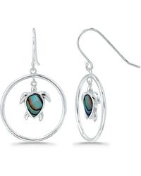 Macy's - Abalone Inlay Turtle Circle Fishhook Drop Earrings - Lyst