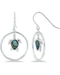 Macy's - Abalone Inlay Turtle Circle Fishhook Drop Earrings - Lyst